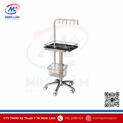 Xe đẩy máy điện tim chất liệu inox