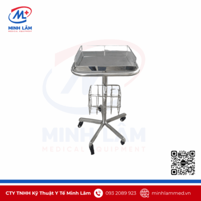 Xe đẩy máy điện tim chất liệu inox